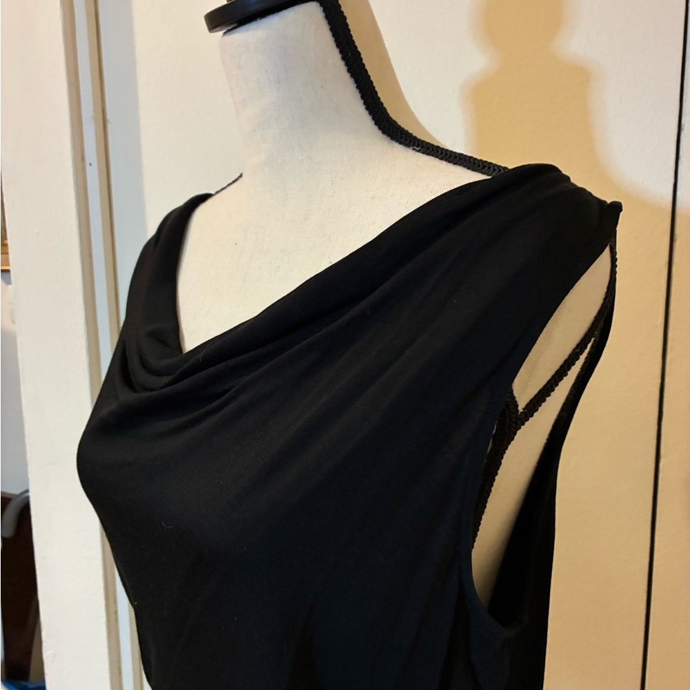 Ann Taylor Black Sleeveless Draped Neck Top